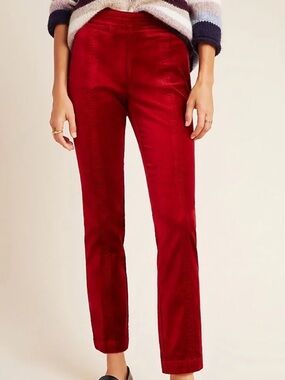 Anthropologie | Red Velvet Pants, 8